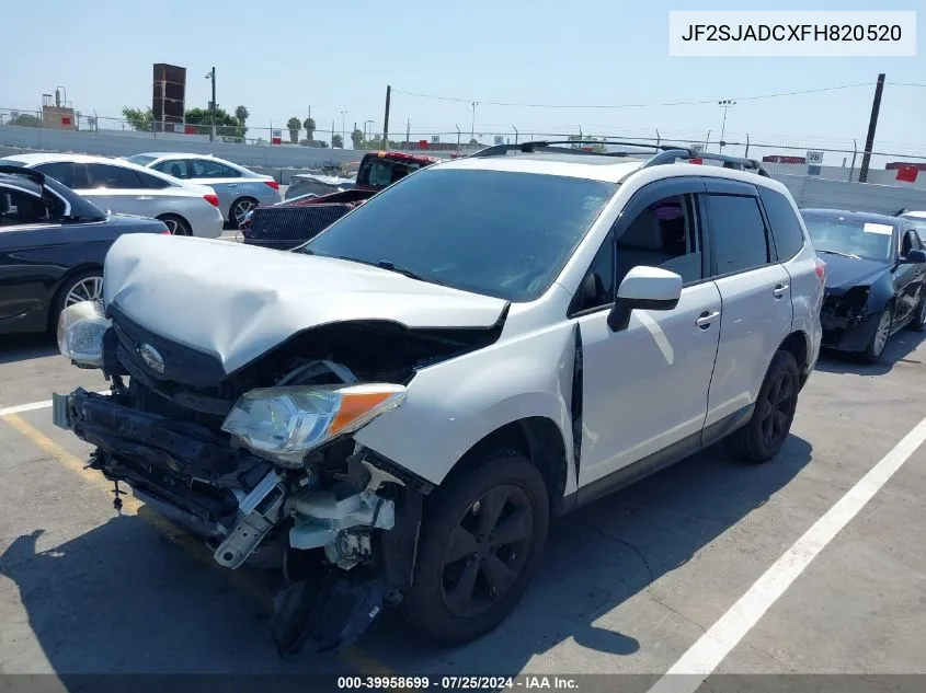 2015 Subaru Forester 2.5I Premium VIN: JF2SJADCXFH820520 Lot: 39958699