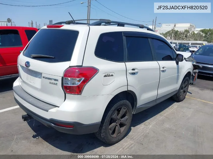 2015 Subaru Forester 2.5I Premium VIN: JF2SJADCXFH820520 Lot: 39958699