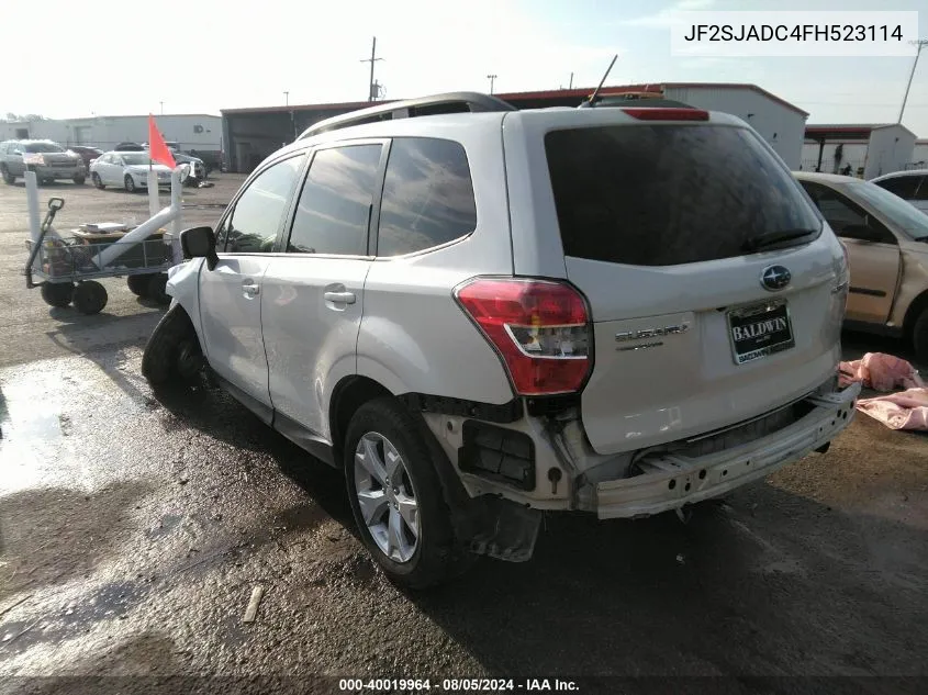 2015 Subaru Forester 2.5I Premium VIN: JF2SJADC4FH523114 Lot: 40019964