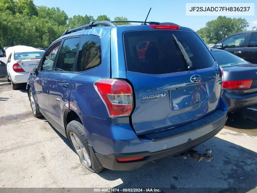 2015 Subaru Forester 2.5I Premium VIN: JF2SJADC7FH836237 Lot: 40023874