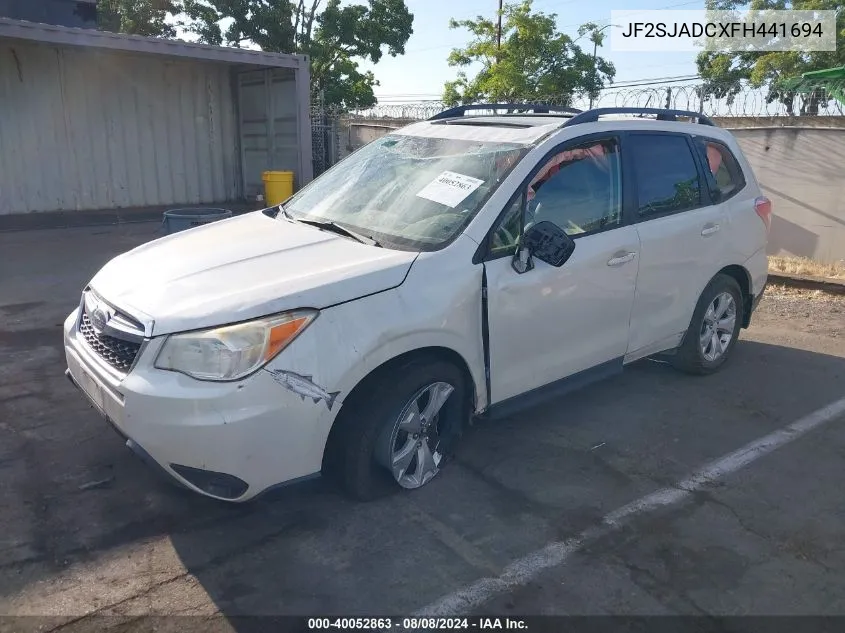 2015 Subaru Forester 2.5I Premium VIN: JF2SJADCXFH441694 Lot: 40052863