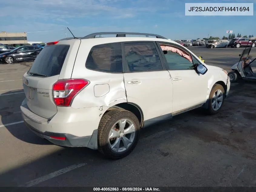 2015 Subaru Forester 2.5I Premium VIN: JF2SJADCXFH441694 Lot: 40052863