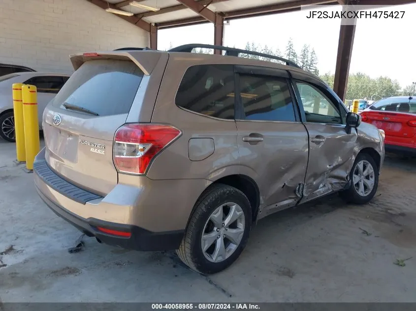 2015 Subaru Forester 2.5I Limited VIN: JF2SJAKCXFH475427 Lot: 40058955