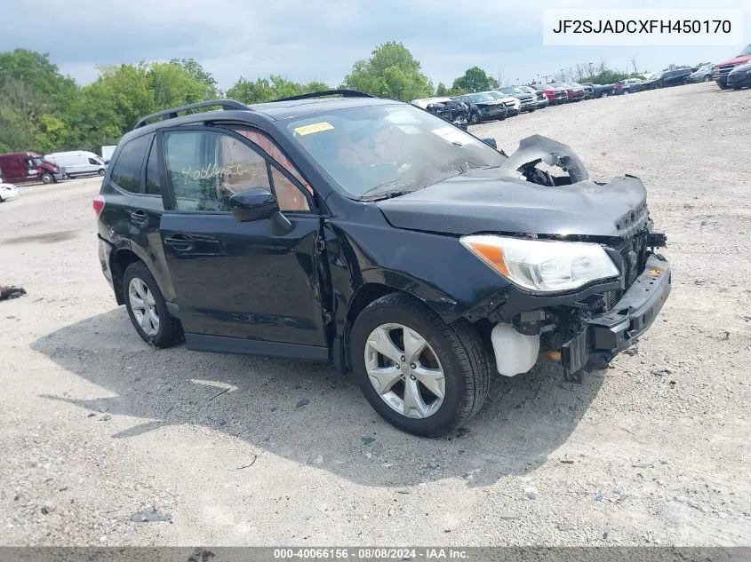 2015 Subaru Forester 2.5I Premium VIN: JF2SJADCXFH450170 Lot: 40066156