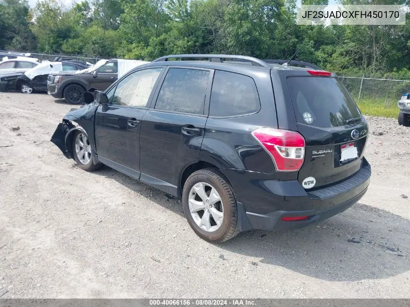 2015 Subaru Forester 2.5I Premium VIN: JF2SJADCXFH450170 Lot: 40066156