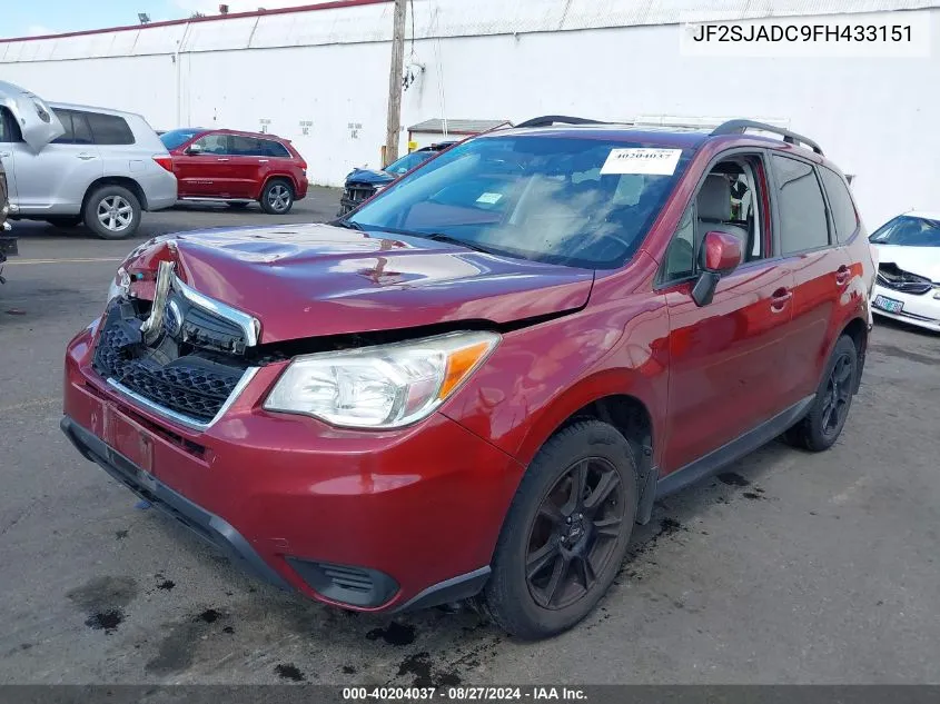 2015 Subaru Forester 2.5I Premium VIN: JF2SJADC9FH433151 Lot: 40204037