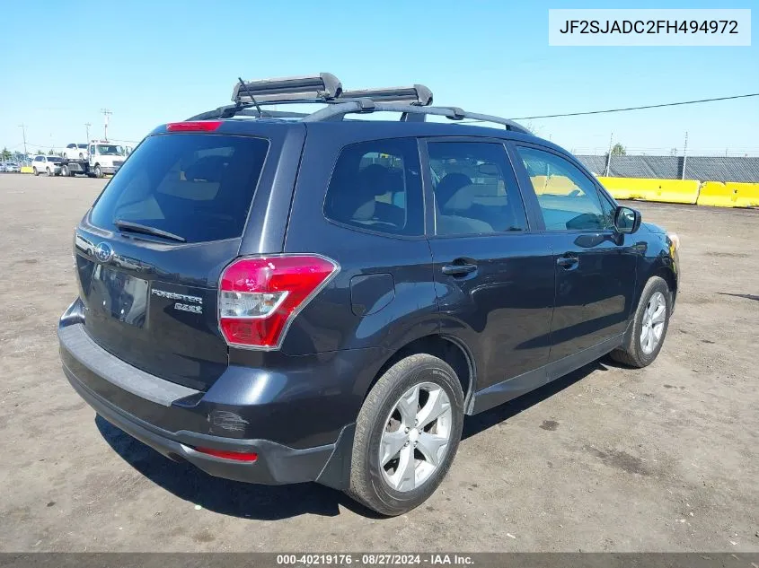 2015 Subaru Forester 2.5I Premium VIN: JF2SJADC2FH494972 Lot: 40219176