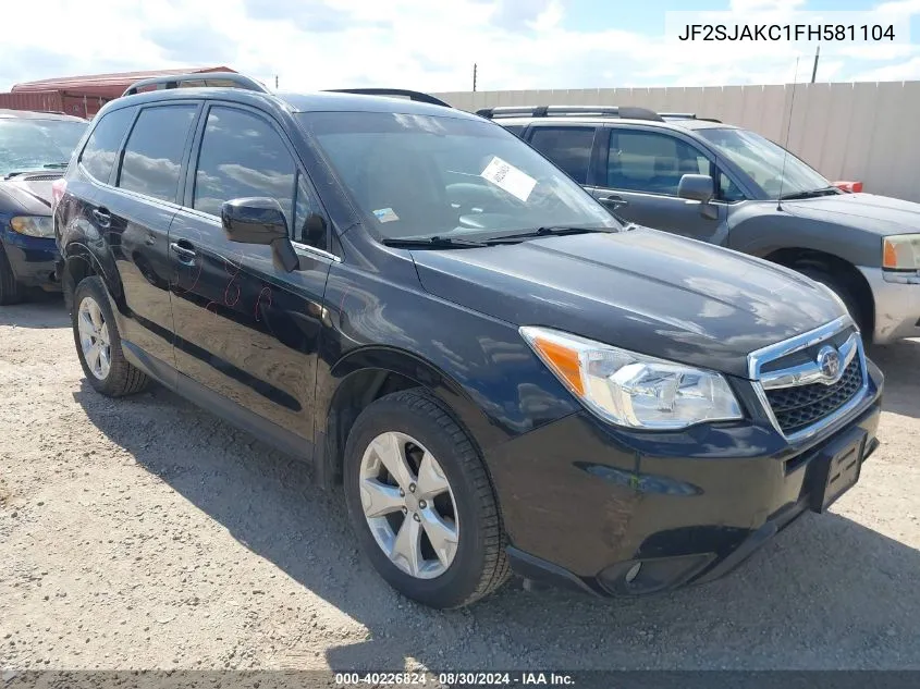 2015 Subaru Forester 2.5I Limited VIN: JF2SJAKC1FH581104 Lot: 40226824