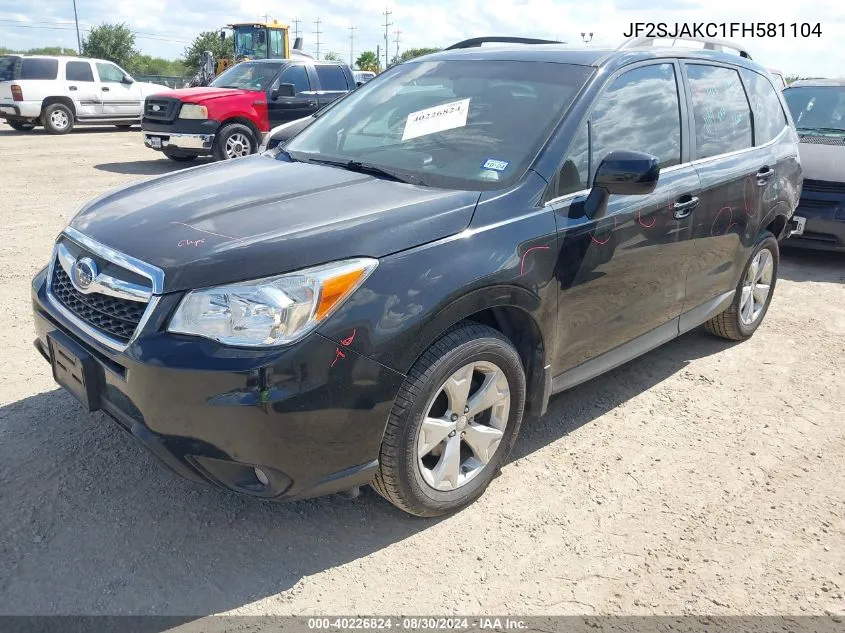 2015 Subaru Forester 2.5I Limited VIN: JF2SJAKC1FH581104 Lot: 40226824