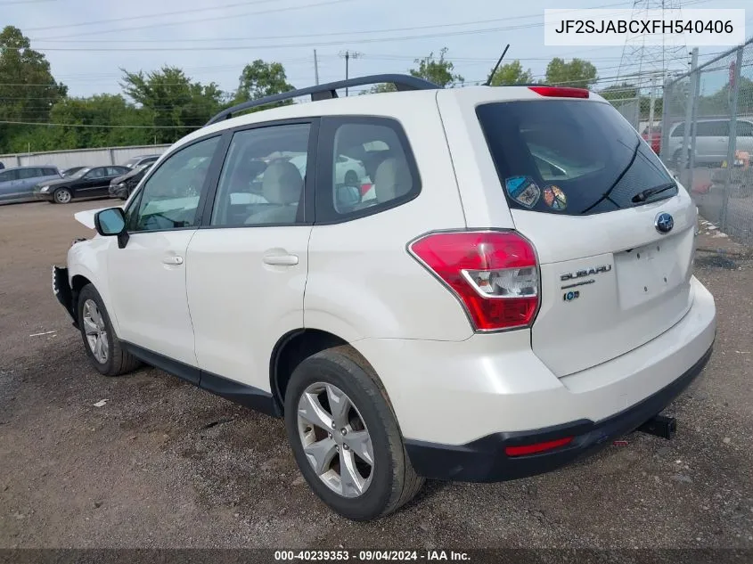 2015 Suba Forester W/Continuou 2.5I VIN: JF2SJABCXFH540406 Lot: 40239353