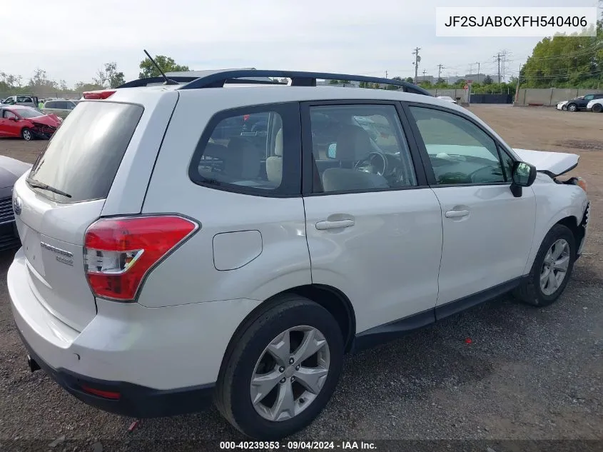 2015 Suba Forester W/Continuou 2.5I VIN: JF2SJABCXFH540406 Lot: 40239353