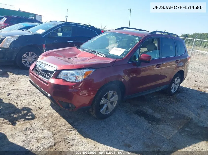 2015 Subaru Forester 2.5I Limited VIN: JF2SJAHC7FH514580 Lot: 40322009