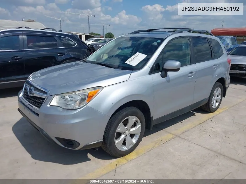 2015 Subaru Forester 2.5I Premium VIN: JF2SJADC9FH450192 Lot: 40342607