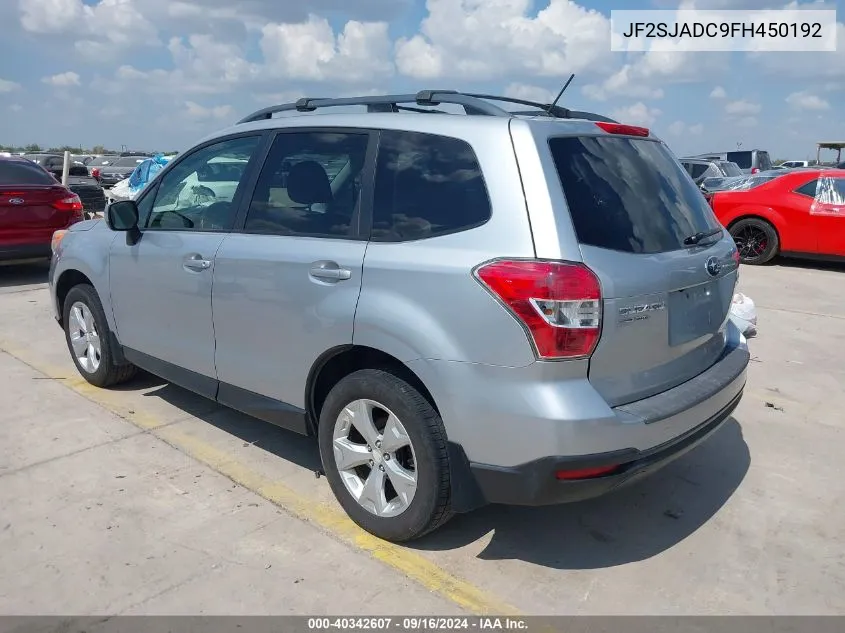 2015 Subaru Forester 2.5I Premium VIN: JF2SJADC9FH450192 Lot: 40342607