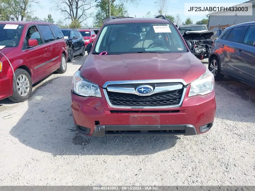 2015 Subaru Forester 2.5I VIN: JF2SJABC1FH433003 Lot: 40343853