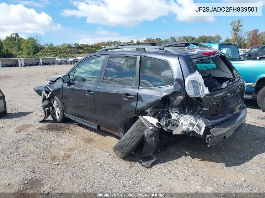 2015 Subaru Forester 2.5I Premium VIN: JF2SJADC2FH839501 Lot: 40376707