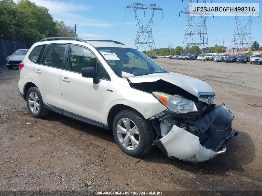 2015 Subaru Forester 2.5I VIN: JF2SJABC6FH498316 Lot: 40387064