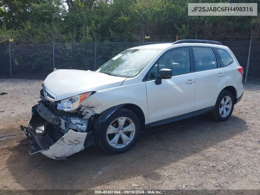 2015 Subaru Forester 2.5I VIN: JF2SJABC6FH498316 Lot: 40387064