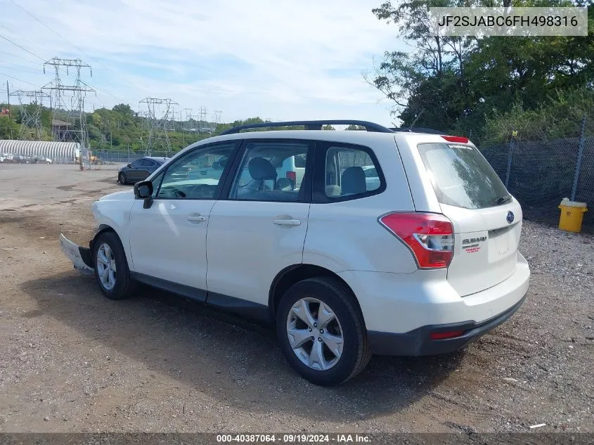 2015 Subaru Forester 2.5I VIN: JF2SJABC6FH498316 Lot: 40387064