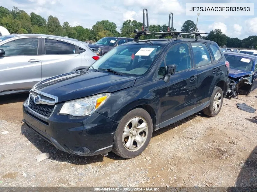 2015 Subaru Forester 2.5I VIN: JF2SJAAC3FG835953 Lot: 40414492