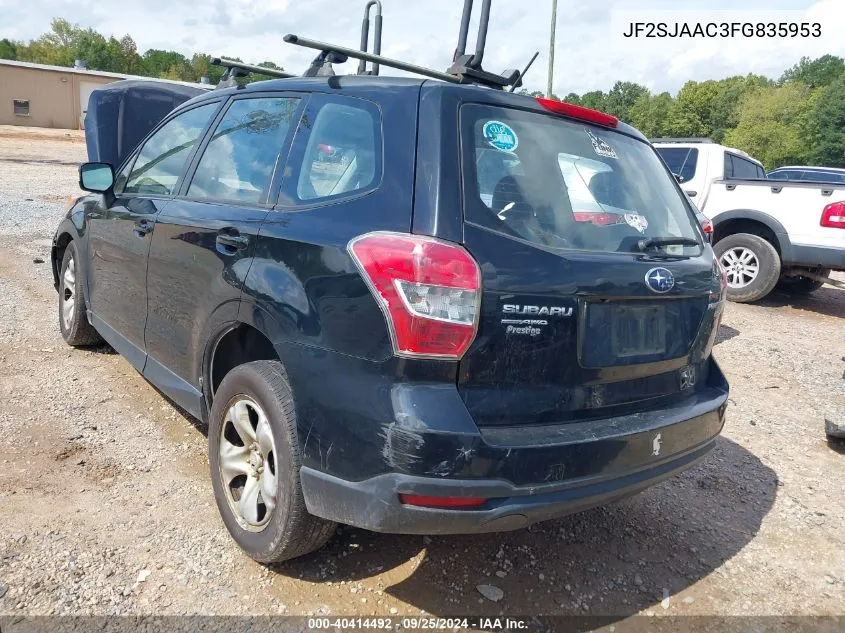 2015 Subaru Forester 2.5I VIN: JF2SJAAC3FG835953 Lot: 40414492