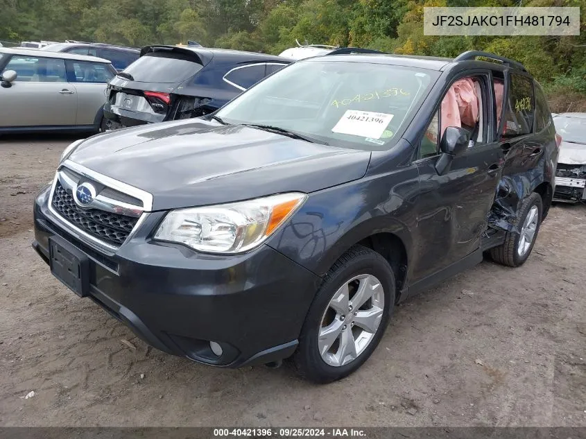 2015 Subaru Forester 2.5I Limited VIN: JF2SJAKC1FH481794 Lot: 40421396