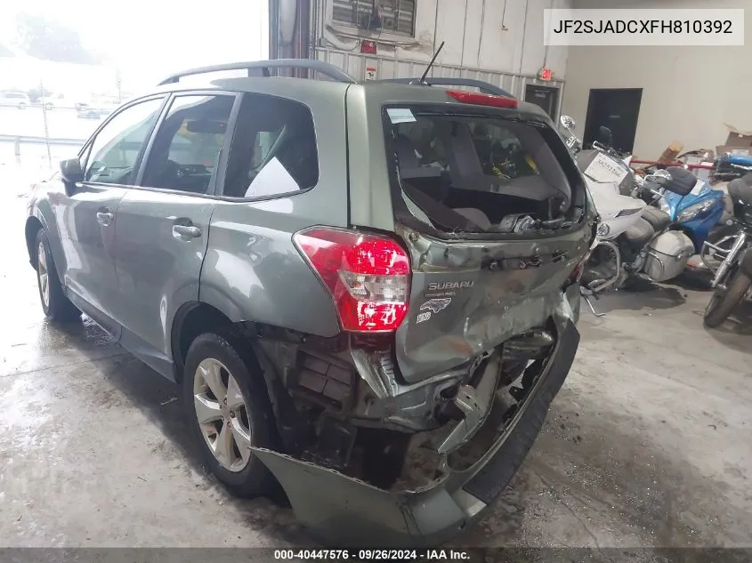 2015 Subaru Forester 2.5I Premium VIN: JF2SJADCXFH810392 Lot: 40447576