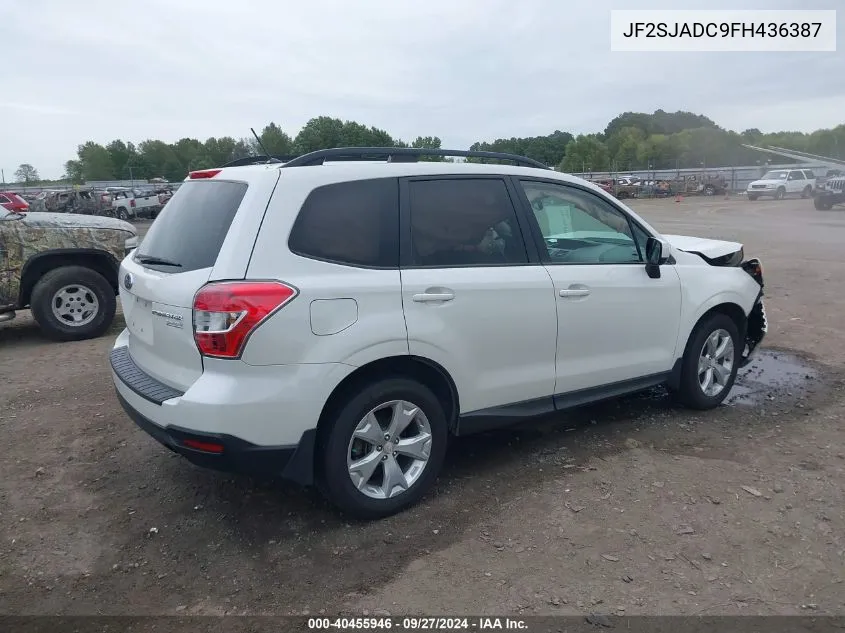 2015 Subaru Forester 2.5I Premium VIN: JF2SJADC9FH436387 Lot: 40455946