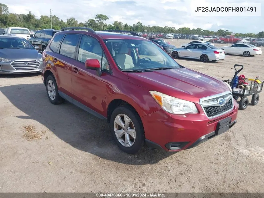 2015 Subaru Forester 2.5I Premium VIN: JF2SJADC0FH801491 Lot: 40476366