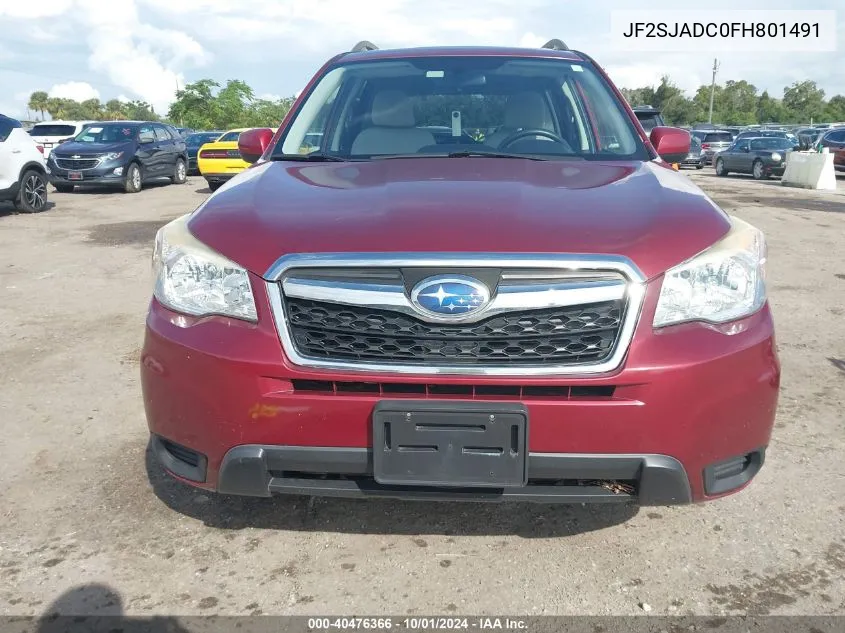 2015 Subaru Forester 2.5I Premium VIN: JF2SJADC0FH801491 Lot: 40476366