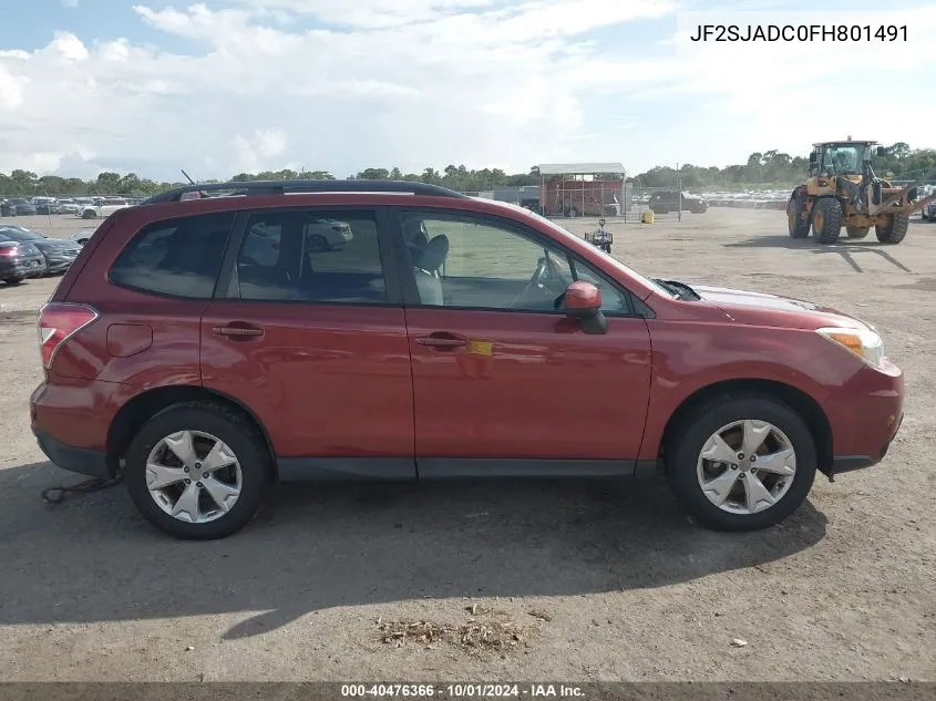 2015 Subaru Forester 2.5I Premium VIN: JF2SJADC0FH801491 Lot: 40476366