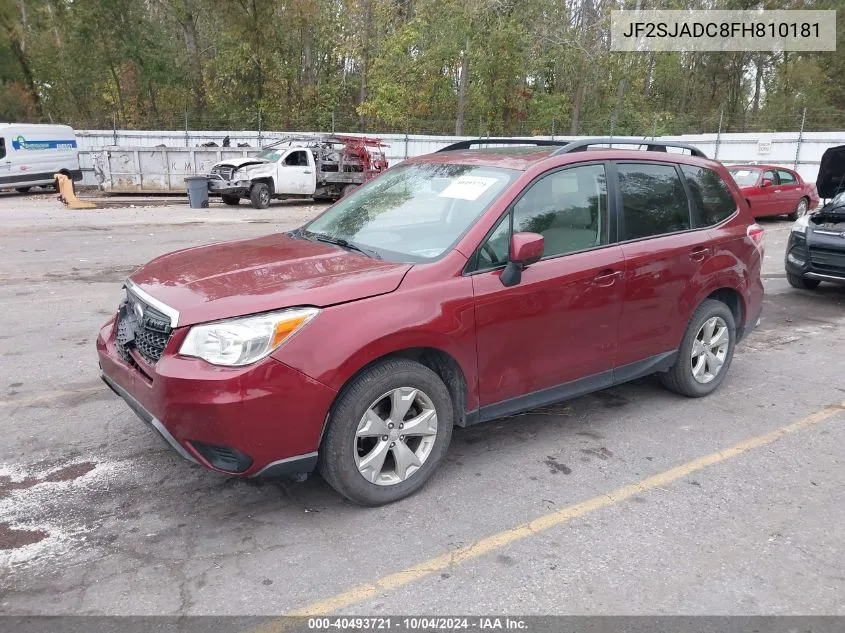 2015 Subaru Forester 2.5I Premium VIN: JF2SJADC8FH810181 Lot: 40493721