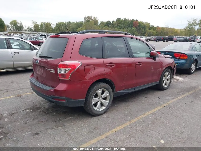 2015 Subaru Forester 2.5I Premium VIN: JF2SJADC8FH810181 Lot: 40493721