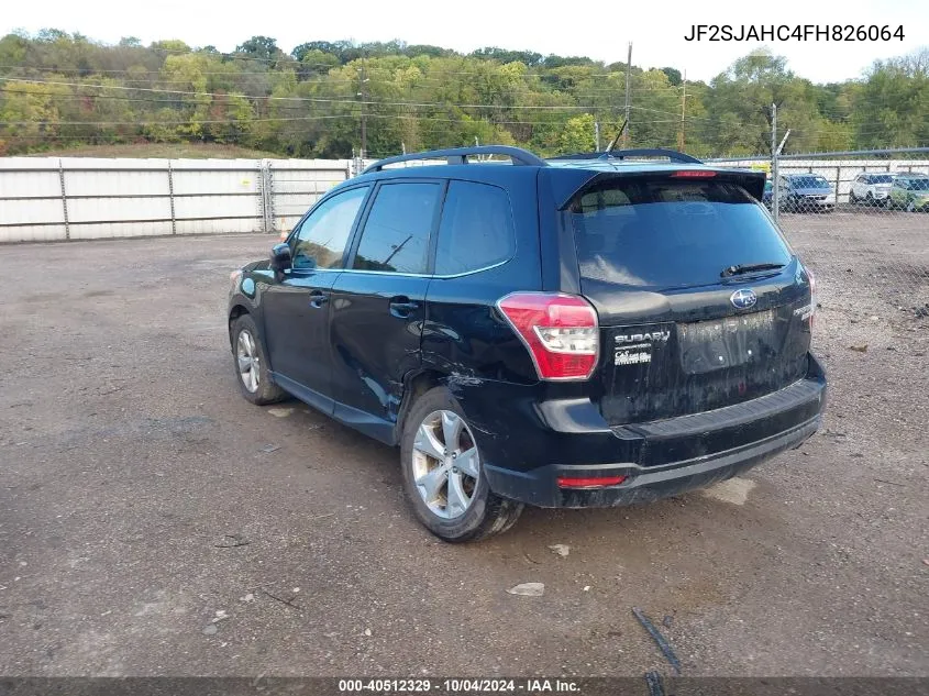 2015 Subaru Forester 2.5I Limited VIN: JF2SJAHC4FH826064 Lot: 40512329