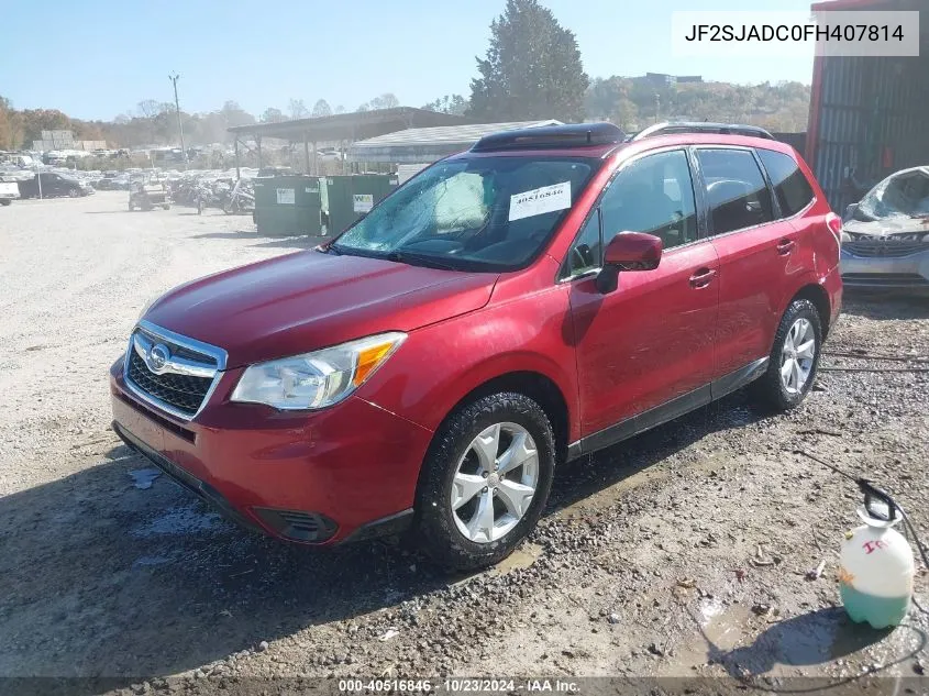 2015 Subaru Forester 2.5I Premium VIN: JF2SJADC0FH407814 Lot: 40516846