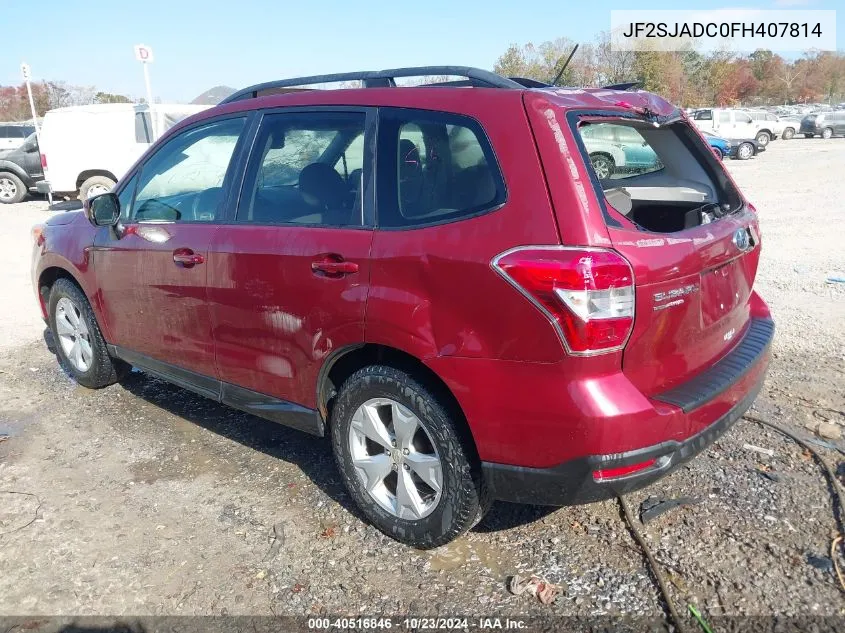 2015 Subaru Forester 2.5I Premium VIN: JF2SJADC0FH407814 Lot: 40516846