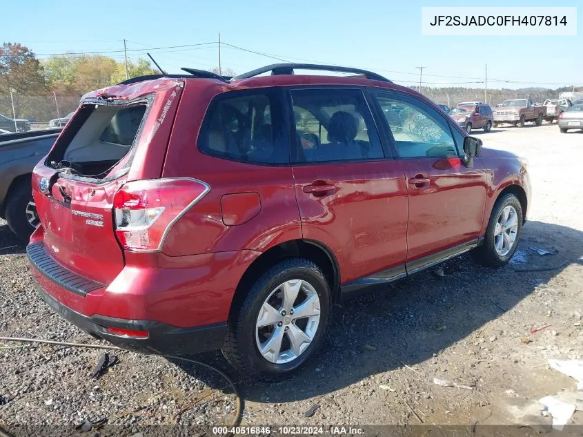 2015 Subaru Forester 2.5I Premium VIN: JF2SJADC0FH407814 Lot: 40516846