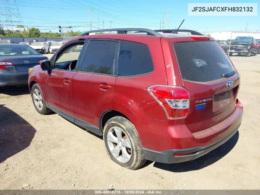 2015 Subaru Forester 2.5I Premium VIN: JF2SJAFCXFH832132 Lot: 40518215