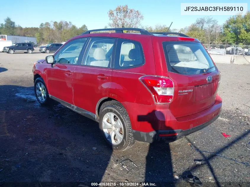 2015 Subaru Forester 2.5I VIN: JF2SJABC3FH589110 Lot: 40538215