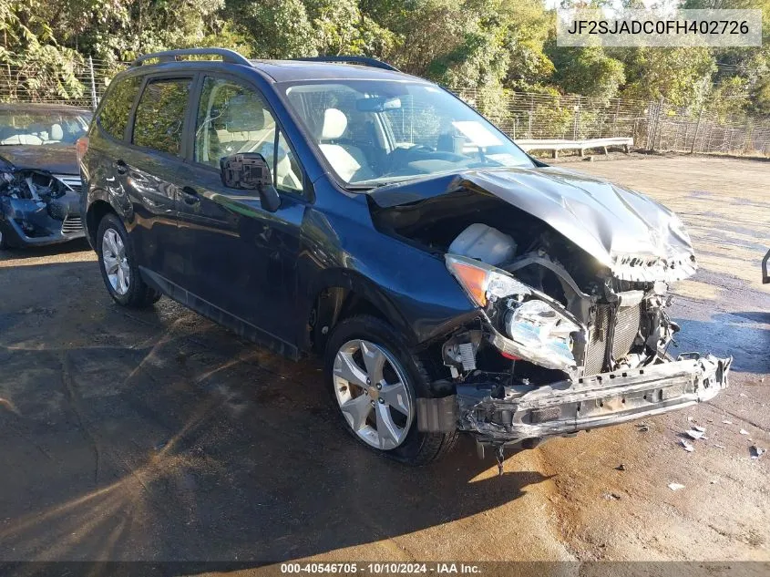 2015 Subaru Forester 2.5I Premium VIN: JF2SJADC0FH402726 Lot: 40546705