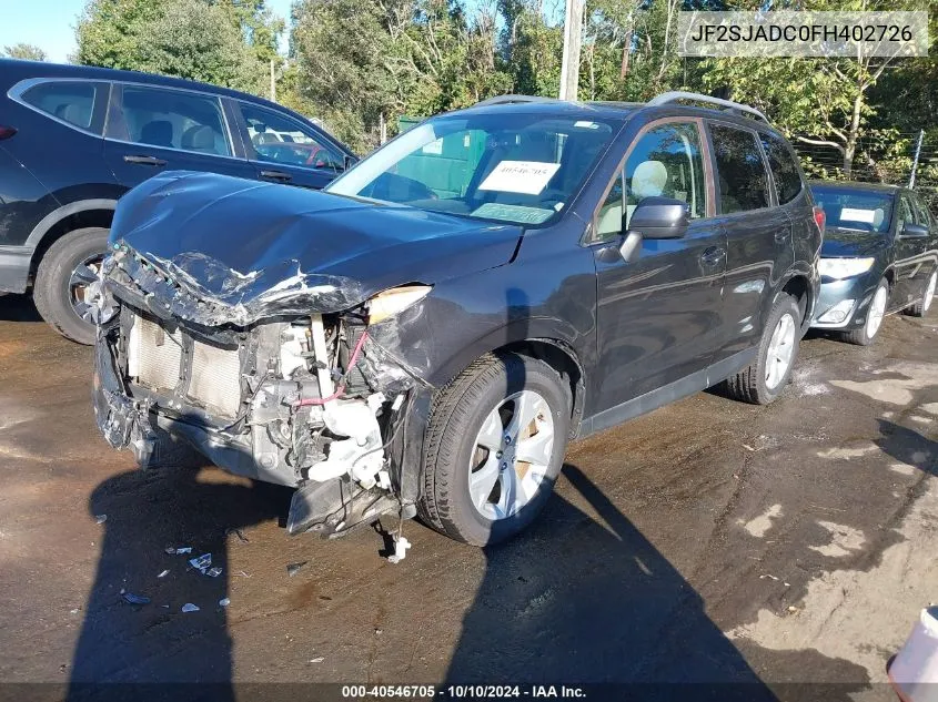 JF2SJADC0FH402726 2015 Subaru Forester 2.5I Premium