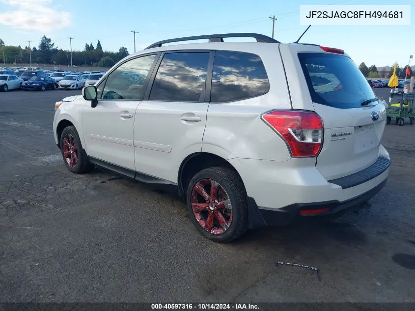 2015 Subaru Forester 2.5I Premium VIN: JF2SJAGC8FH494681 Lot: 40597316