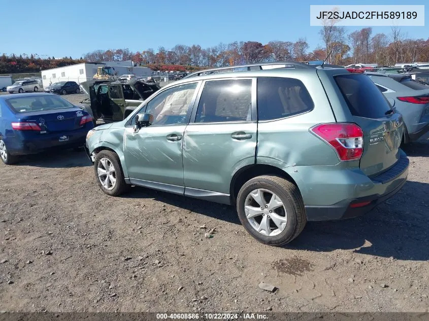 2015 Subaru Forester 2.5I Premium VIN: JF2SJADC2FH589189 Lot: 40608586