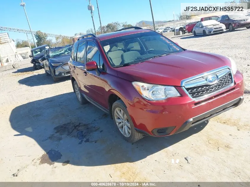 2015 Subaru Forester 2.5I Premium VIN: JF2SJADCXFH535722 Lot: 40628678