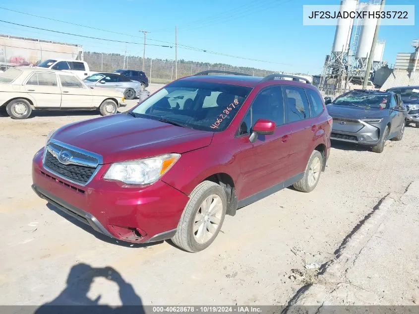 2015 Subaru Forester 2.5I Premium VIN: JF2SJADCXFH535722 Lot: 40628678