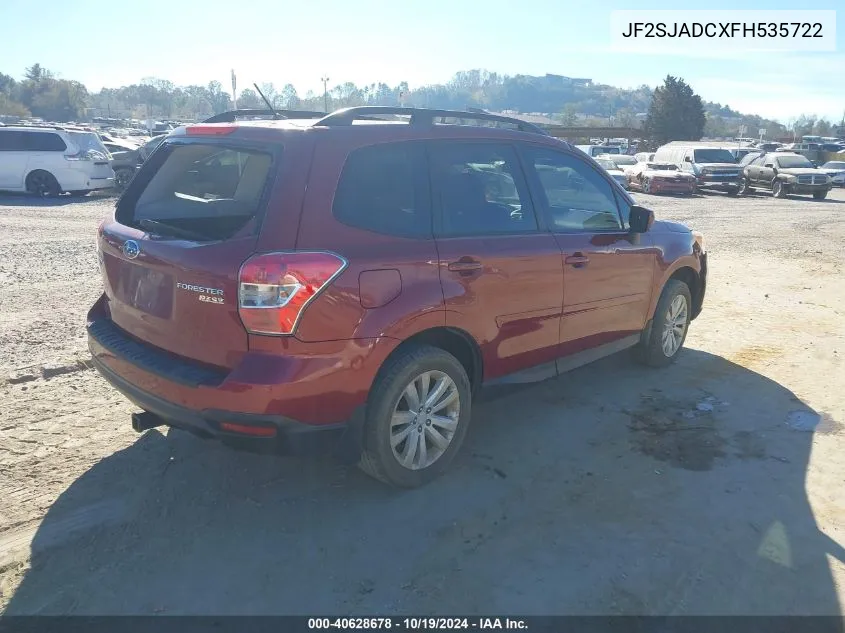 2015 Subaru Forester 2.5I Premium VIN: JF2SJADCXFH535722 Lot: 40628678