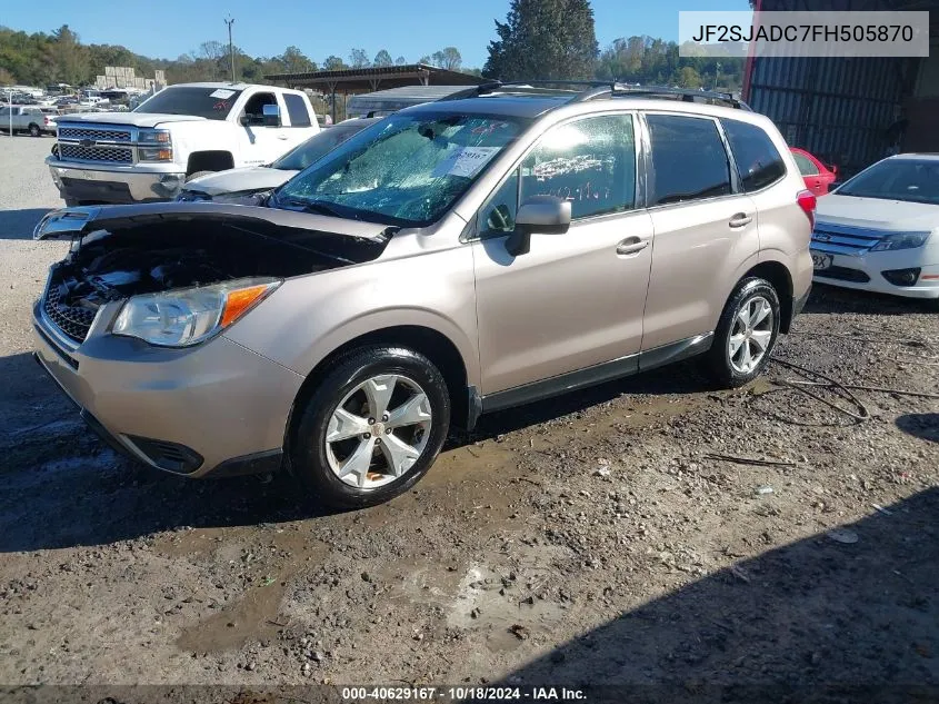 2015 Subaru Forester 2.5I Premium VIN: JF2SJADC7FH505870 Lot: 40629167