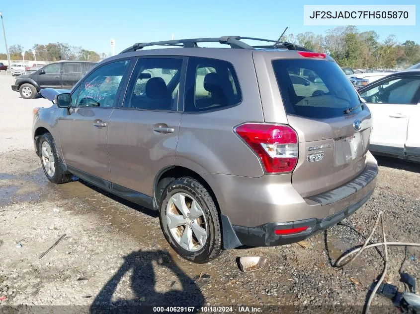 2015 Subaru Forester 2.5I Premium VIN: JF2SJADC7FH505870 Lot: 40629167