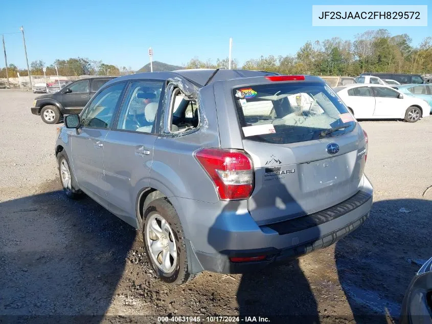 2015 Subaru Forester 2.5I VIN: JF2SJAAC2FH829572 Lot: 40631945