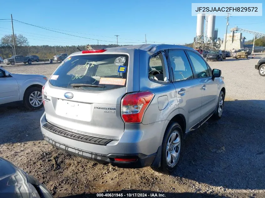 2015 Subaru Forester 2.5I VIN: JF2SJAAC2FH829572 Lot: 40631945